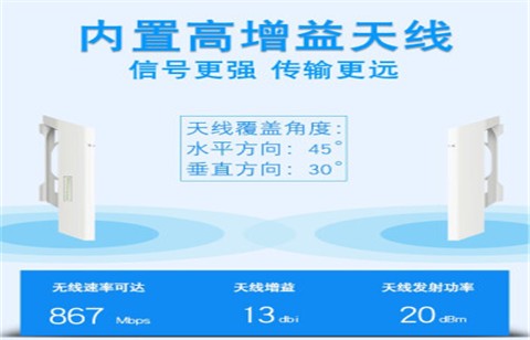 无线网桥监控大功率室外AP远距离WIFI视频传输5公里传输无线CPE免配置