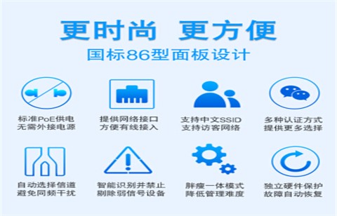 无线AP面板家用全屋WIFI墙壁路由器酒店网络穿墙覆盖香槟金450MPOE供电单网口